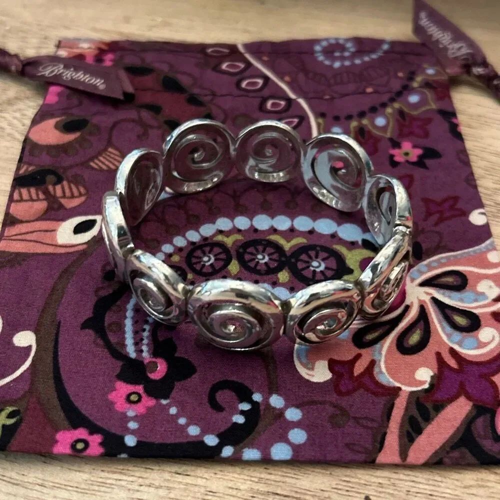 Brighton Silver tone Bangle magnetic clasp swirls